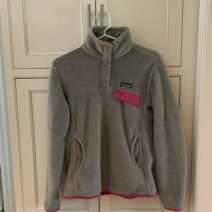 Patagonia Gray and Pink Fleece Pullover